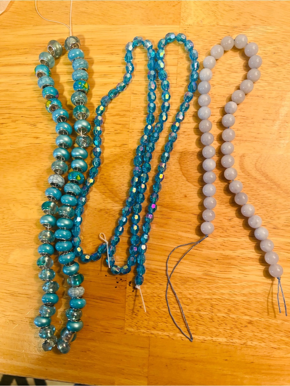 Assorted Blue Bead Strands - Teal & Light Gray - Picture 3 of 3